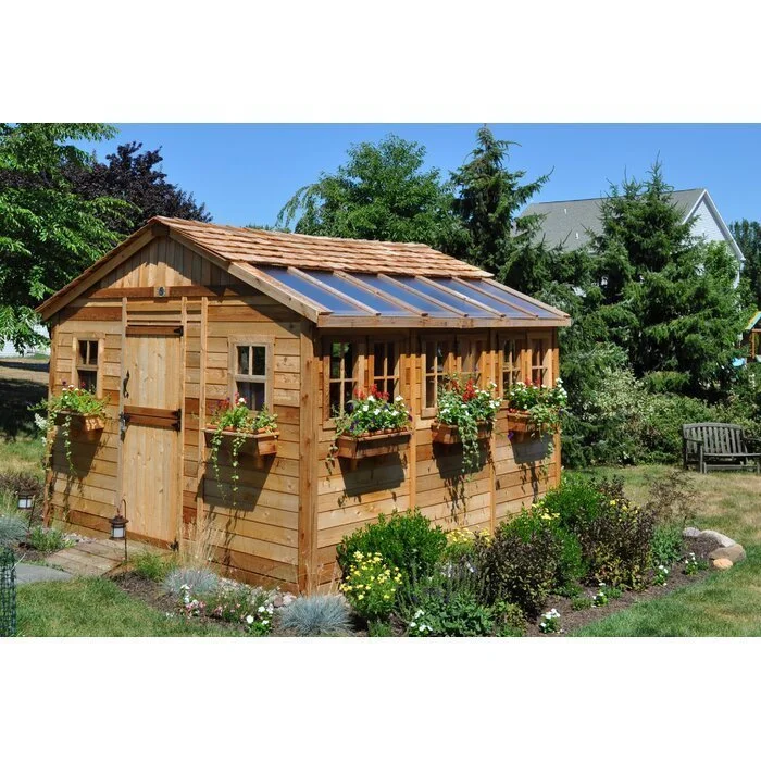 2 ft. W x 12 ft. D Cedar Wood Sunshed Garden Shed - Image 5