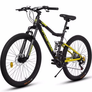 26 inch Full Suspension Mountain Bike, Mens Mountain Bike with Disc Brakes 21 Speeds, Gray