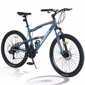 26 inch Mountain Bike, 21-Speed, Dual Suspension, Rear shock, Aluminum Alloy Frame for Men Women's Bike, Blue