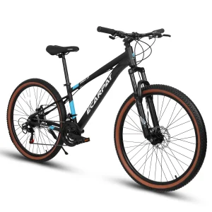 27 inch Men's Mountain Bike, 21 Speed Aluminium Adult Bicycle with Disc Brakes & Suspension,Black