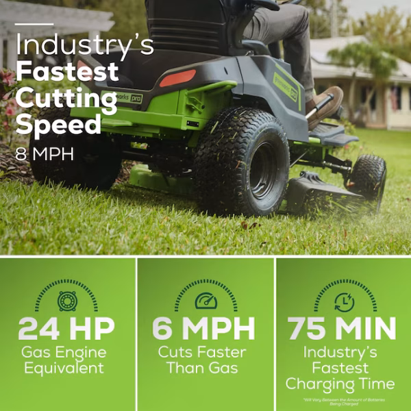 Greenworks Pro Crossover Tractor 42-in 80-volt Lithium ion Electric Riding lawn mower with ( 6 ) 5 Ah Batteries ( Charger Included ) - Image 2