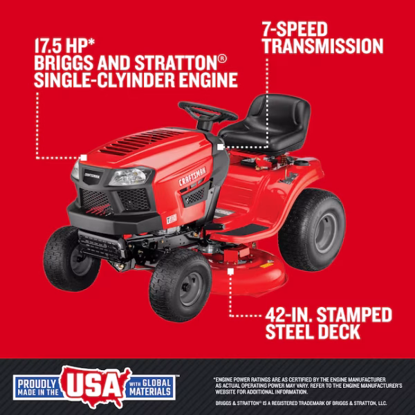 CRAFTSMAN T110 42-in 17.5 -HP Single cylinder Gas Riding lawn mower - Image 2