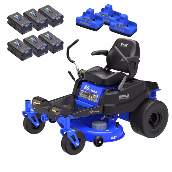 Kobalt Crossover 42-in 80-volt Lithium ion Electric Zero-turn riding lawn mower with ( 6 ) 5 Ah Batteries ( Charger Included )