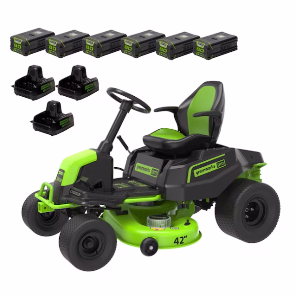 Greenworks Pro Crossover Tractor 42-in 80-volt Lithium ion Electric Riding lawn mower with ( 6 ) 5 Ah Batteries ( Charger Included )