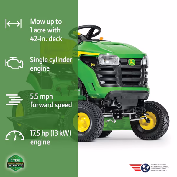John Deere S100 42-in 17.5 -HP Single cylinder Gas Riding lawn mower - Image 4