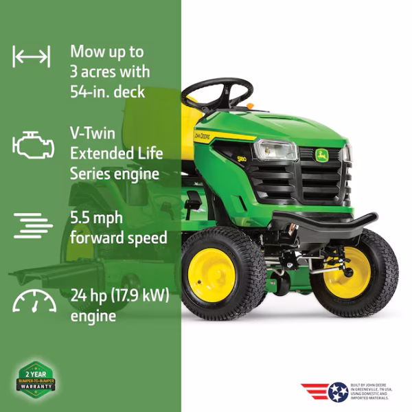 John Deere S180 54-in 24 -HP V-twin Gas Riding lawn mower - Image 5