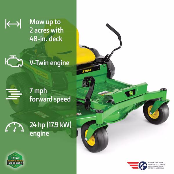 John Deere Z325E ZTrak 48-in 24 -HP V-twin Gas Zero-turn Riding Lawn Mower - Image 3