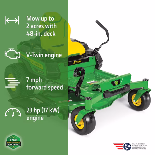 John Deere Z330M ZTrak 48-in 23 -HP V-twin Gas Zero-turn Riding Lawn Mower - Image 3