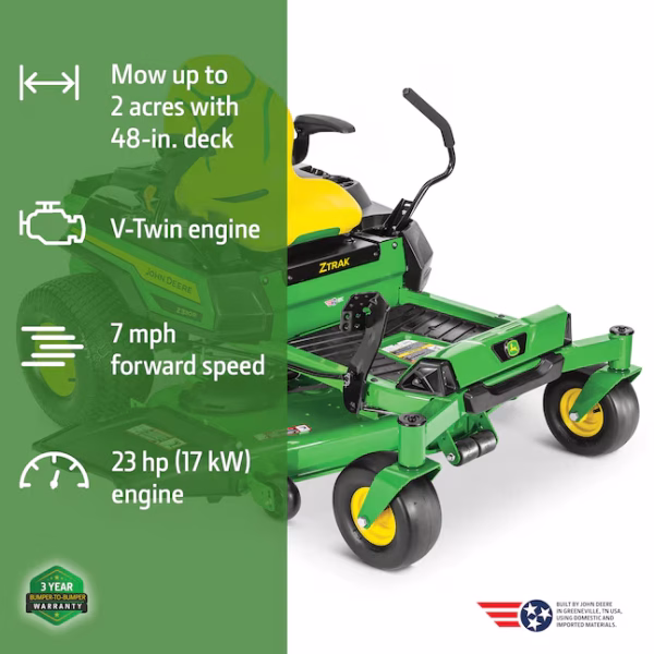 John Deere Z330R ZTrak 48-in 23 -HP V-twin Gas Zero-turn Riding Lawn Mower - Image 3
