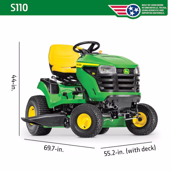John Deere S110 42-in 19 -HP Single cylinder Gas Riding lawn mower - Image 6