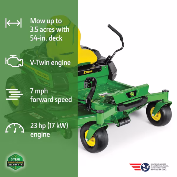 John Deere Z330M ZTrak 54-in 23 -HP V-twin Gas Zero-turn Riding Lawn Mower - Image 4