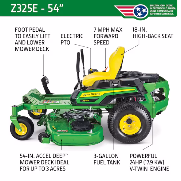 John Deere Z325E ZTrak 54-in 24 -HP V-twin Gas Zero-turn Riding Lawn Mower - Image 5