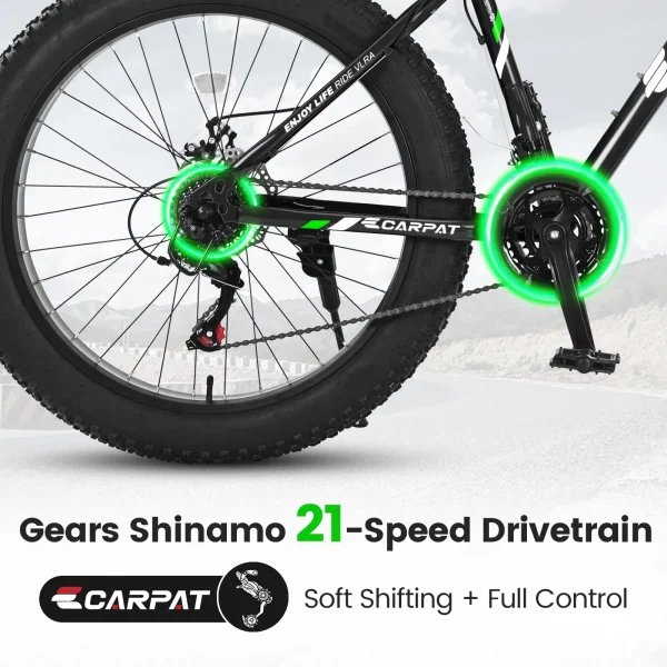 Ambifirner 26 inch Adults City Bike Fat Tire Mountain Bike - Full Shimano 21 Speed - Dual Disc Brake - High-Carbon Steel Frame - Front Suspension for Kids Gift - Image 2