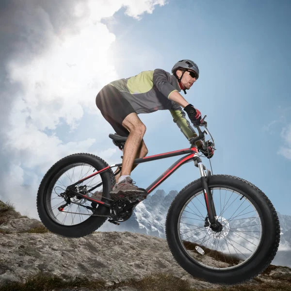 CamPingSurvivals Fat Tire Mountain Bike, 26 Inch Wheels, 21 Speed with High Carbon Steel Frame, Red Black - Image 6